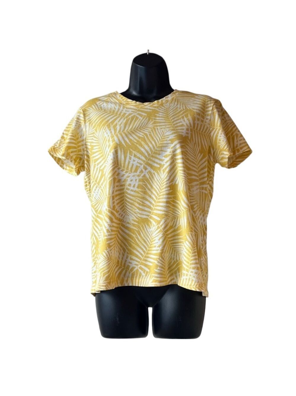 ECOTHREADS Dark Yellow Tropical Leaf Print Tee